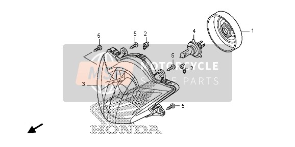 Honda SH125 2013 Koplamp (UK) voor een 2013 Honda SH125